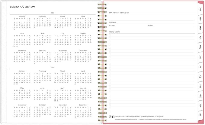 Blue Sky 2027 Weekly and Monthly Planner Calendar, January 2027 - December 2027, 8.5" x 11", Flexible Cover, Laminated Tabs, Durable Twin Wire Binding, Storage Pocket, Fly By