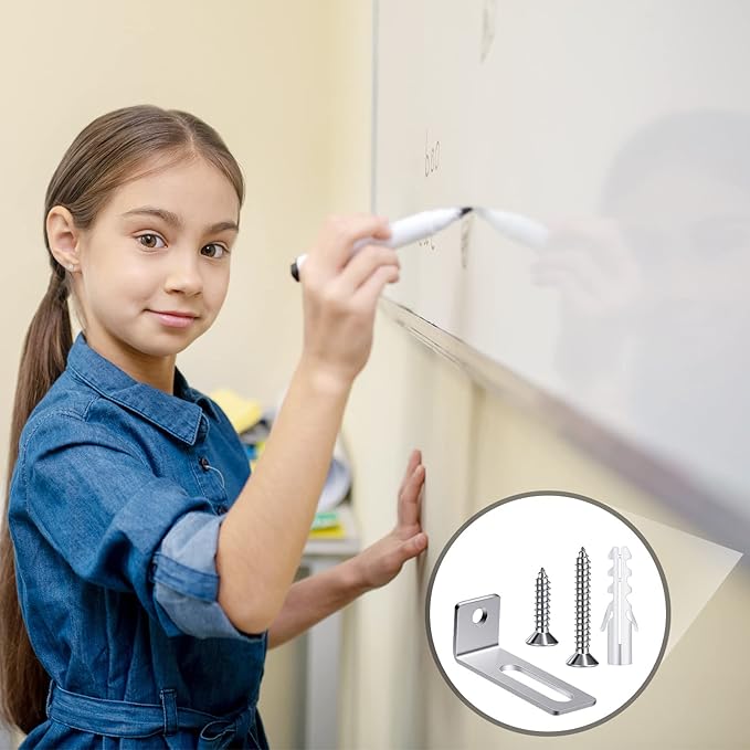 Oudain 20 Set Whiteboard Brackets Whiteboard Installation Hardware Kit Mounting Wall Hanging Brackets Include Hanger Supports, Screws, Expansion Tube for Hanging School Office Supplies,1.26x0.47in
