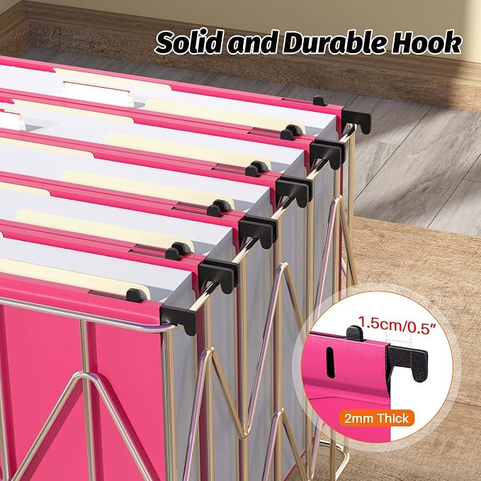 Shutex Extra Capacity Plastic Hanging File Folders,12 Pack Reinforced Hang Folders,Heavy Duty 2 Inch Expansion,Plastic Filing Cabinet Folders,Letter Size,Designed for Bulk Files, Medical Charts,Pink