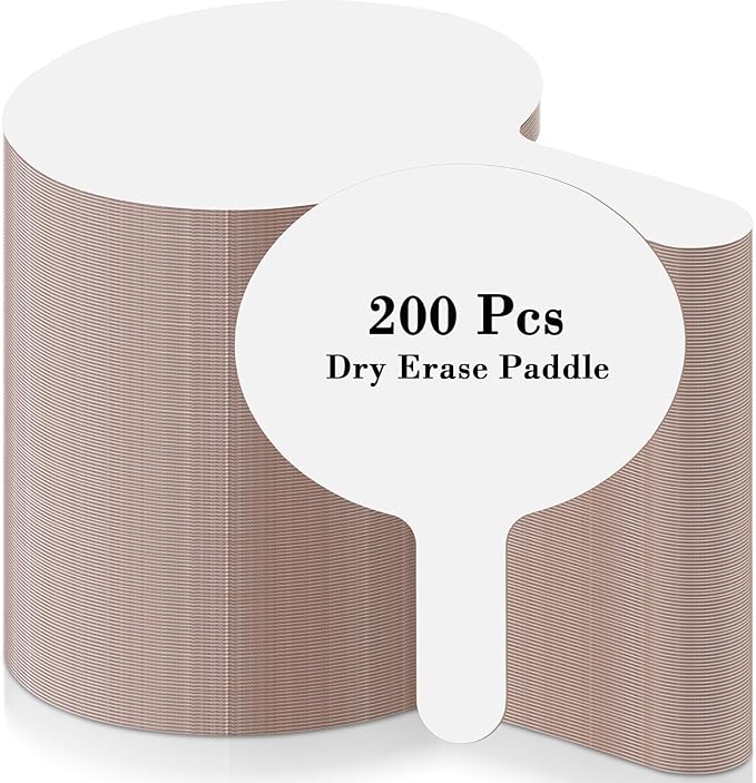 Seajan 200 Pcs Dry Erase Answer Paddles for Classroom, Double-Sided Handheld Mini Whiteboards Bulk Set for Teachers, Students & School Learning (Oval,26 x 20 cm)