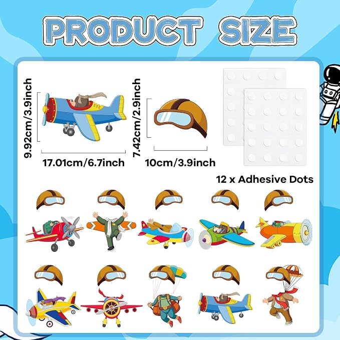 60pcs Pilot Airplane Cutouts Aircraft Bulletin Board Decorations Adventure Travel Theme Paper Cut-Outs Classroom Decorations for Classroom DlY Craft Photo Kindergarten Preschool Wall Door Supplies