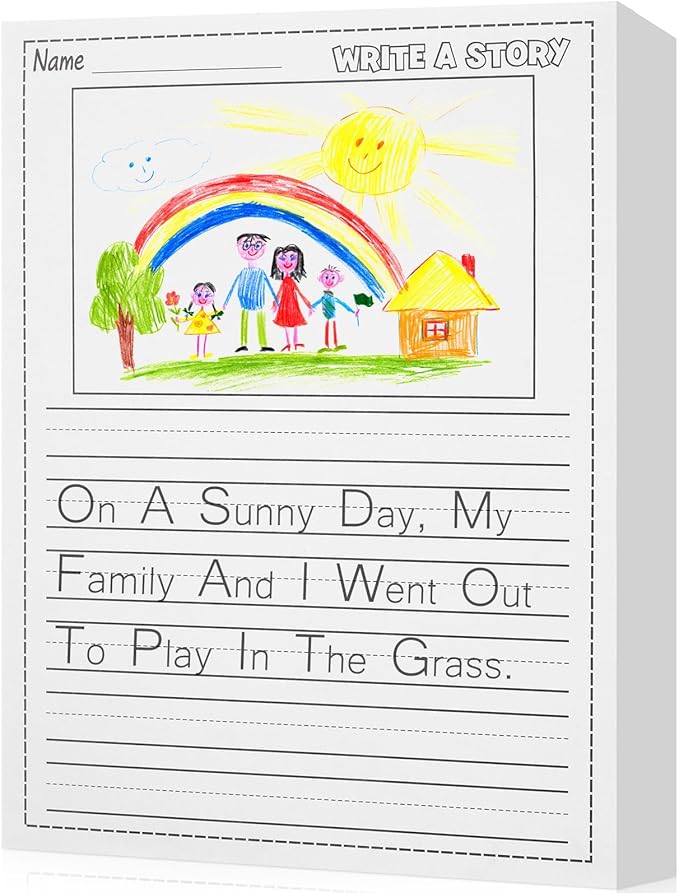300 Sheets Writing Beginner Paper for Kids Create Story, 8.5"x11" Handwriting Paper Bulk with Picture Space and Lines DIY Craft Writing Kit for Kids Journal Activity, Easter Gifts