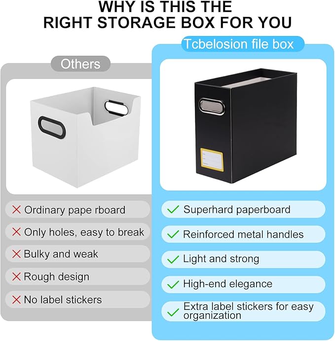 Collapsible File Organizer Box with Handle,12.20x5.11x9.84Inches, Filing Organizer for Home or Office, Small Portable File Box (4 Packs, Black-Yellow)