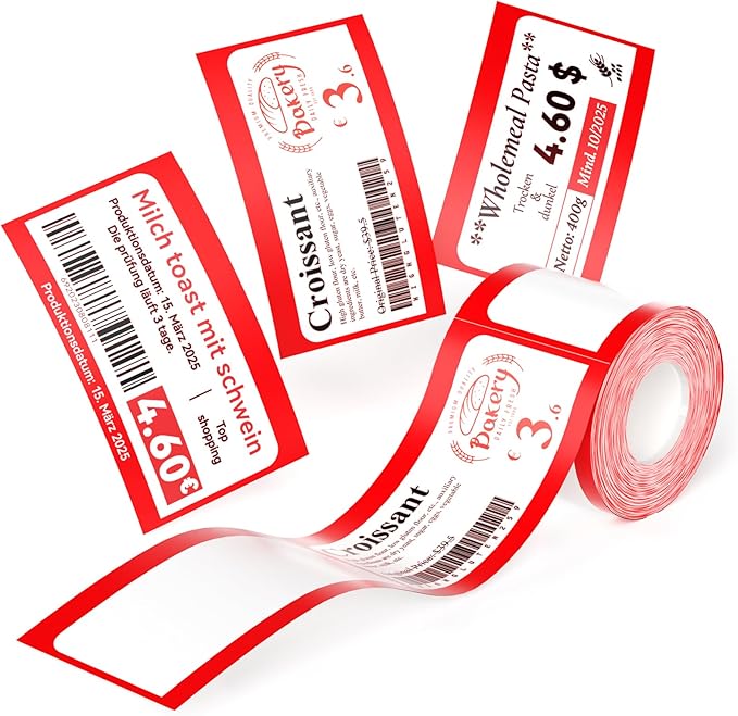 NIIMBOT Refill Label- 300DPI Red & Black Dual Color Sticker Paper Red Line (2"x3.5"/50x90mm) for School, Office, Retail, Baking & Safety Labels - Compatible with Pro Series Label Makers