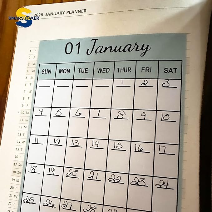 SMARSTICKER 12 Monthly Planner Date Page Sticker 3Open-Dated Monthly Planning Stickers 2026 Schedule Calendar Labels for Customizing Undated Planners, Calendar, Notebooks