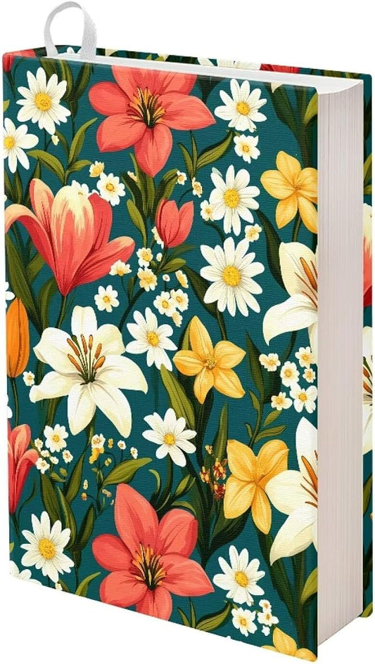 Dreaweet Lily Print Book Covers for Textbooks Paperback,Stretchable Jumbo Book Sleeves for Hardcover Books up to 9 x 11 Inches Reusable Washable Protective Textbook Covers