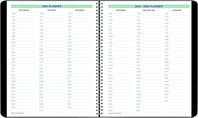 Blueline® 2026 Plan & Link™ Essential Monthly Planner, 16 Months, September 2025 to December 2026, Twin-Wire Binding, 9.25" x 7.25", Black (C1200.81T-26)