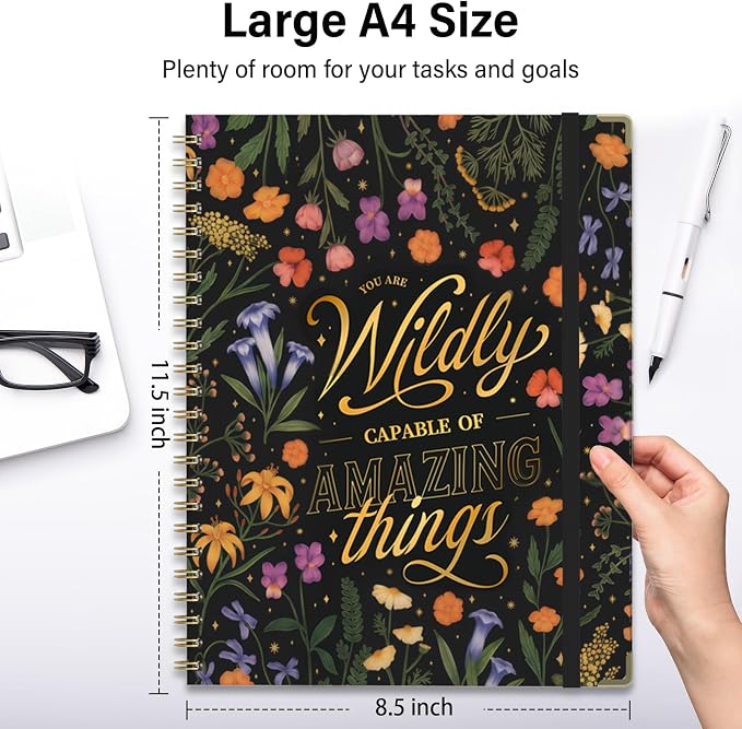 Academic Planner 2026–2027, A4 Hardcover Weekly Monthly Planner, Large 8.5" x 11" School Year Planner July 2026 to July 2027, with Bookmark, Pocket Folder and Sticky Notes, ‎Grounded Magic