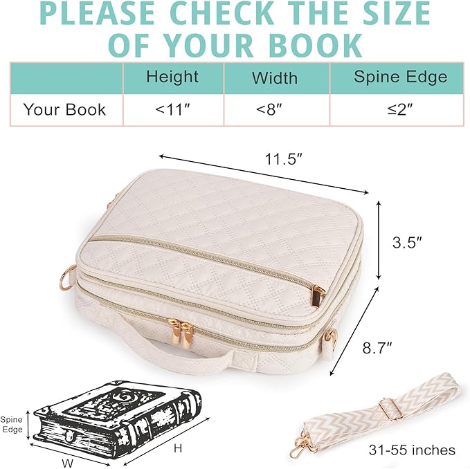 2 Compartment Bible Cover for Women,Large Bible Case with Handles Shoulder Strap,Carrying Bible Bag Scripture Case Church Bag Bible Protective with Pocket