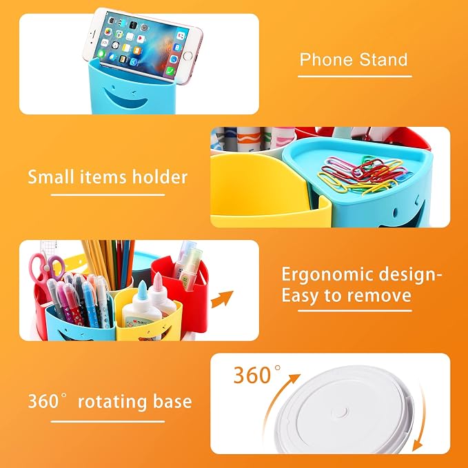Art Supply Storage Organizer - 360 Degree Rotating Desk Organizer for Classroom and Home School Supplies
