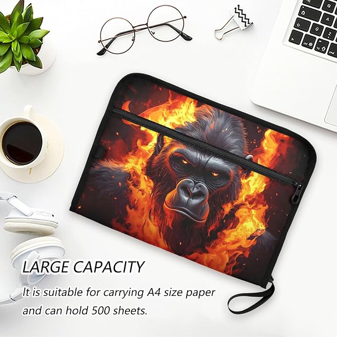 Expanding File Folder Fierce Gorilla King Kong Accordion File Organizer 13 Pockets Document Organizer with Zipper Labels A4 Letter Office Storage