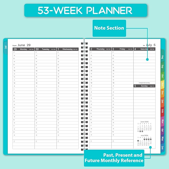 2026-2027 Appointment Book/Planner - Weekly Appointment Book/Planner 2026-2027, July 2026 - June 2027, 6.4" x 8.5", Tabs, 30-Minute Interval, Lay - Flat - Teal Green