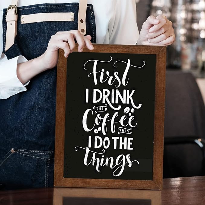 TORASO Chalkboard, Wood Frame Magnetic Chalkboard Sign, Rustic Walnut Wood Framed Chalk Board for Wedding, Kitchen, Bar, Restaurant, Menu & Home Decor, Hanging Chalkboards, 8.7" x 12.6"(BN-2232)