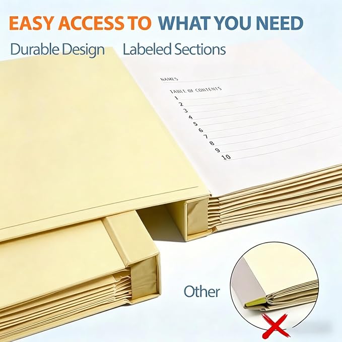 Important Document Organizer for Family Records, Home Filing System with Tabs and Pockets for Passport, Birth Certificate, Insurance Policies, Legal Documents and Important Papers(Yellow)