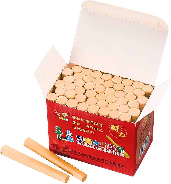 PATIKIL 48 PCS Chalkboard Chalk, Dustless Chalk Small Bulk Colored Thin for Chalkboard Blackboard Teacher Classroom Adults Indoor Home Office Supplies, Beige