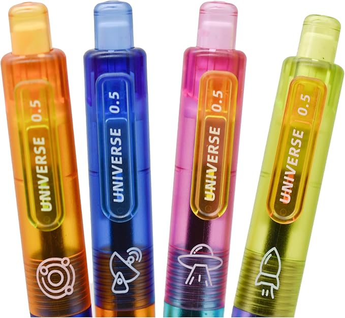 Maydahui 8 Pcs Galaxy Outer Space Mini Pocket Pens Retractable Planetary Creation Short Small Universe Space Pens Black Ink for Shcool Office Party