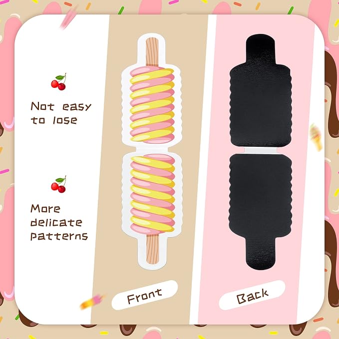 Nezyo 24 Pieces Magnetic Bookmarks Cute Magnet Page Markers Foldable Page Clip for Students Reading Stationery Supplies Office Presents(Ice Sucker)