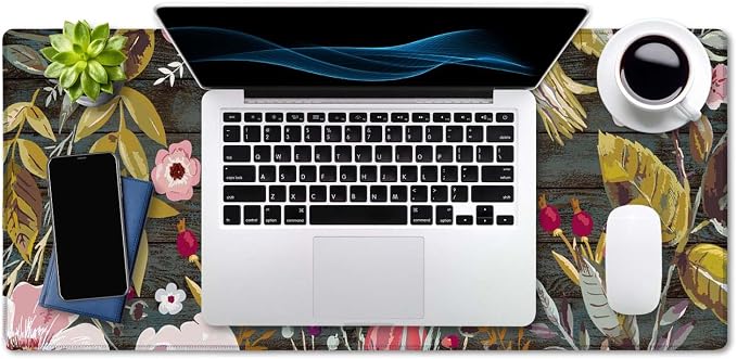 Chaos Coordinator Motivational Quote Mouse pad 35.5 X 15.7 Inch XXL Floral Full Desk Mousepad Extended Large Non-Slip Rubber Base Waterproof Big Keyboard Mat with Stitched Edges for Gaming and Office