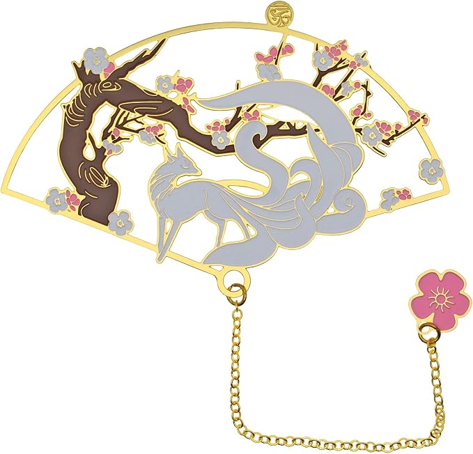 BLBMH Kitsune Metal Anime Bookmark Birthday Gifts Christmas Stocking Stuffers Cute Book Markers for Women Book Lovers Teens -K1 3in1