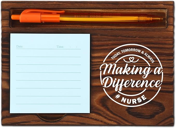 Nurse Making a Difference Self-Stick Note Pad Holder, Appreciation Gift for Nurses RN Healthcare Workers, Durable and Stylish Desk Organizer, Work Desk Retro Note Pad Holder SDZ302