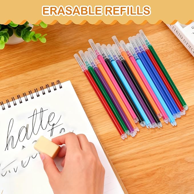 16Pcs 0.7mm Black Erasable Gel Ink Pen Refills Compatible with Frixion Friction, Replaceable Medium Fine Point Clicker Refill Stationery (16, Black)