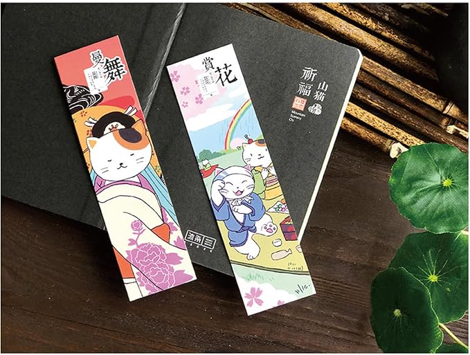 Cute Funny Animal Theme Colorful Bookmarks, 30 PCS (Japanese Cats)