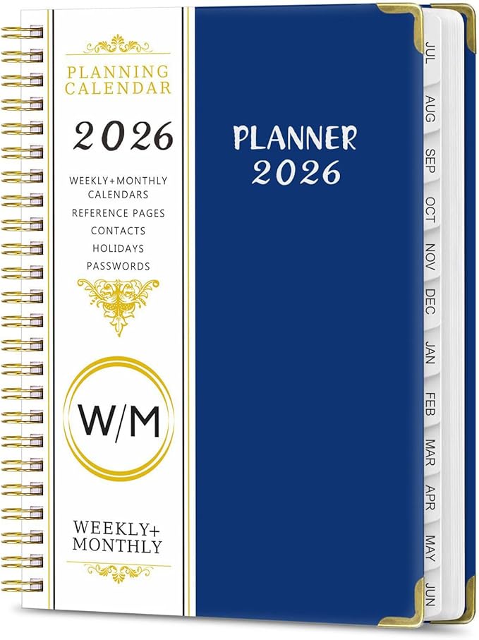 2026 Planner, Weekly and Monthly Academic Year 2026 Calendar(January 2026- December 2026), Agenda Book for School Stuedent, Teacher, Home, Office (Deep Blue(JAN2026-DEC2026))
