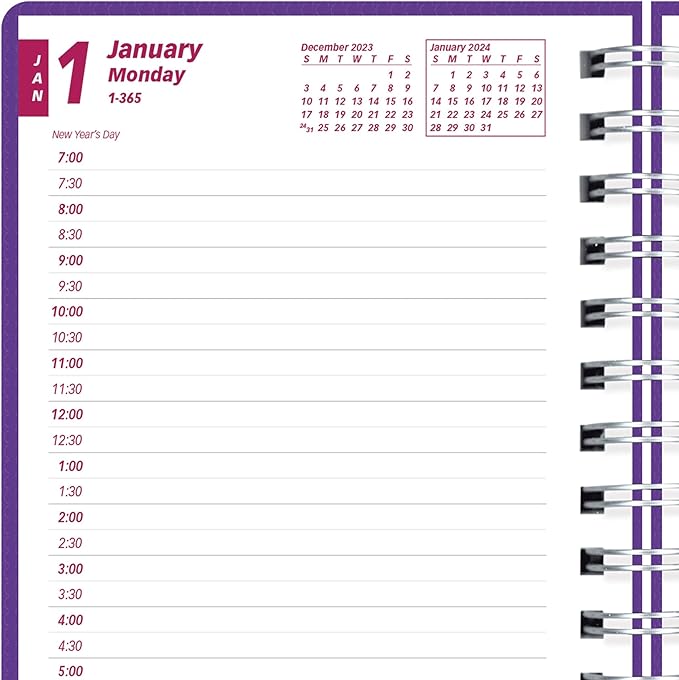Brownline 2024 DuraFlex Daily/Monthly Planner, Appointment Book, 12 Months, January to December, Twin-Wire Binding, 8" x 5", Purple (CB634V.PUR-24)