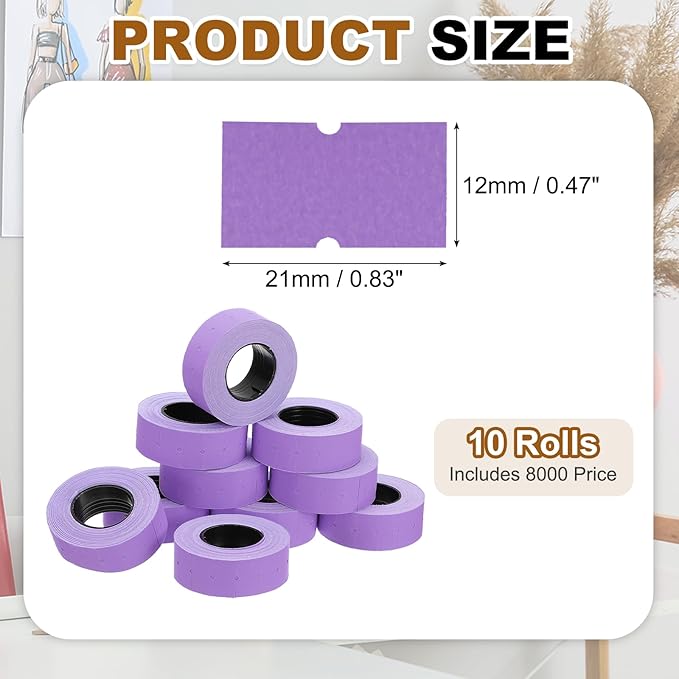 PATIKIL Pricing Labels, 10 Rolls 8000 Price Price Gun Labels Self-Adhesive Rectangular Puzzle Shape Marker Tag Stickers for Date Gun, Purple
