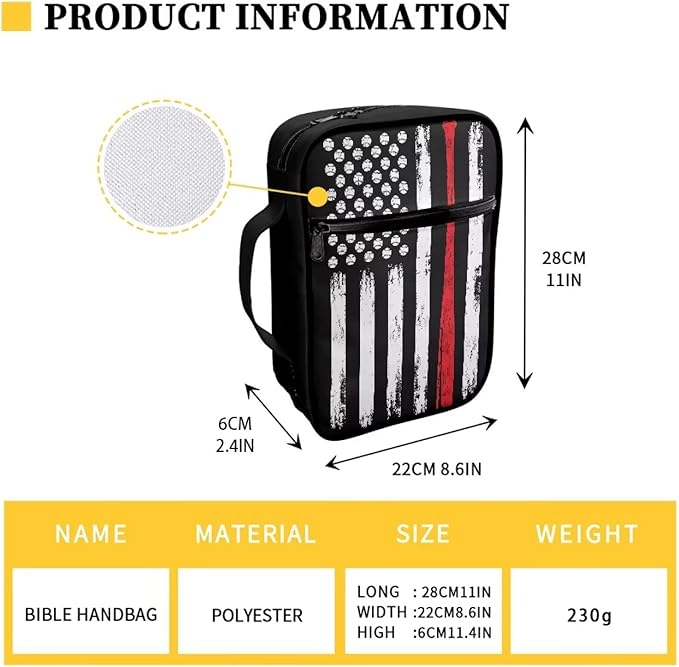 Suobstales Baseball American Flag Bible Covers for Women Men Bible Case Bible Bag Tote Book Carrying Case Bible Accessories with Handle and Zippered Pocket