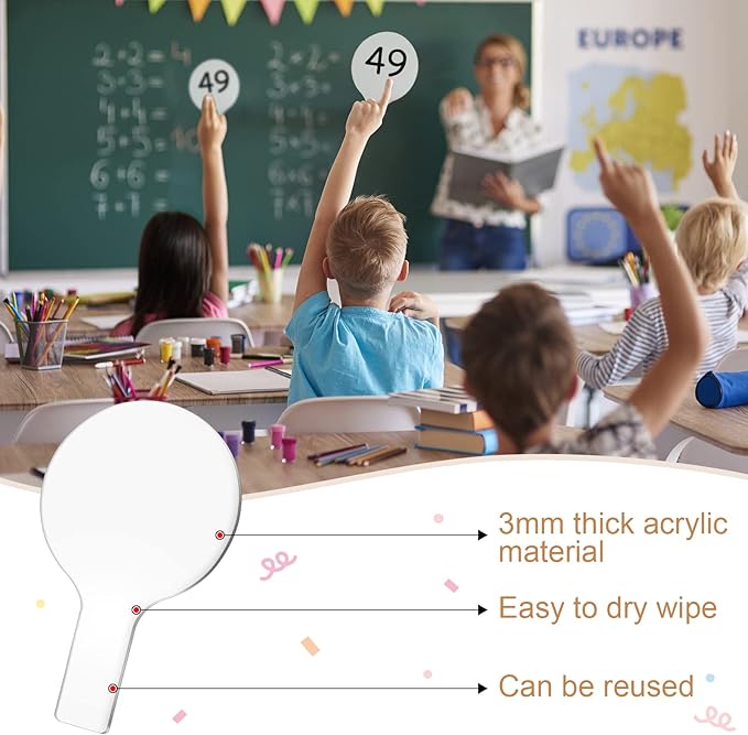 Containlol 4 Pcs Mini Dry Erase Answer Paddles Acrylic Answer Board Double-Sided Response Paddles Quick Response Board with Handle for Teaching Office Games Home