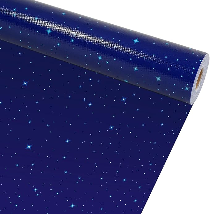 Blue Night Sky Bulletin Board Roll Reusable Waterproof Erasable Outer Space Non-Woven Fabric Bulletin Board Not Easy to Fade Wrinkle Resistant Galaxy Poster for Classroom Decor Wrap Craft 15.5" x12ft