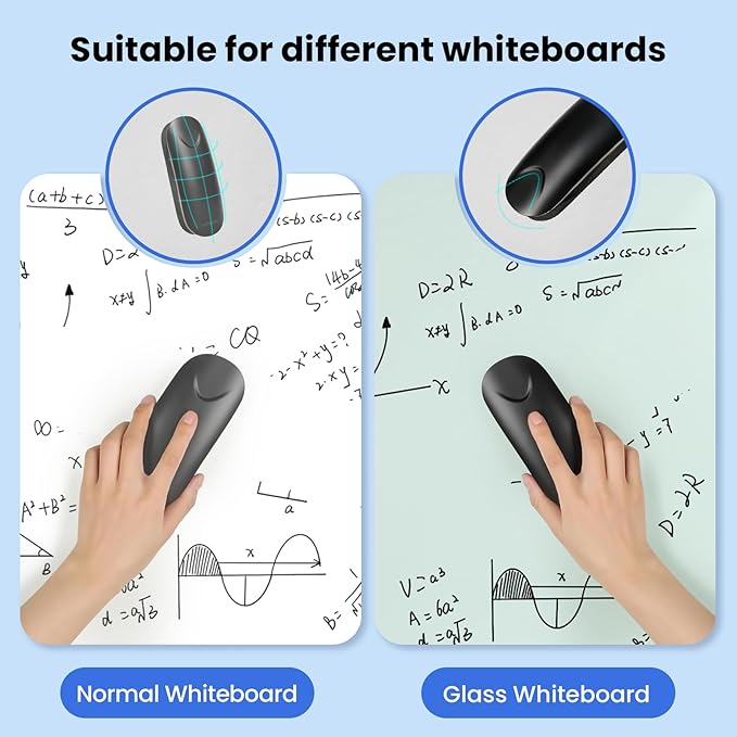Magnetic White Board Eraser, Glass Board Erasers, 2 Pack, Dry Erase Eraser for Dry Erase Board and Glass Board, Office and School Supplies (Gray and Black)
