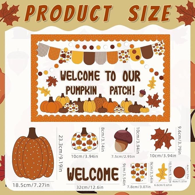 VABAMNA Fall Bulletin Board Decorations, Fall Classroom Decorations, 91Pcs Black Orange Fall Pumpkin Patch Paper Cutouts for School Classroom Autumn Halloween Thanksgiving Harvest Party Decor Supplies
