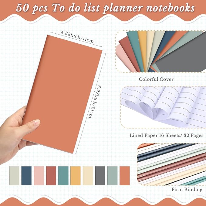 Qilery 50 Pcs 2026-2027 Daily Weekly Planner Bulk Employee Appreciation Gifts Small Pocket Journal to Do List Goals Notepad for Patient Access Week Nurse Team Coworkers Teacher (Bright Color)