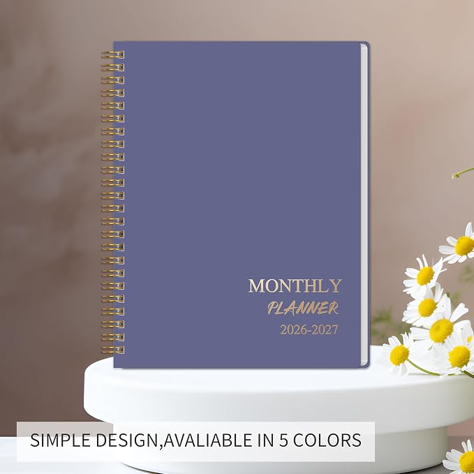 2026-2027 Monthly Planner - Jan.2026 - Dec. 2027, 2 Year Calendar 2026-2027 Monthly Planner, 7.5" x 10", 24 Months Calendar with Note Pages, Twin-wire Binding, for Office, School Home Planning - Purple