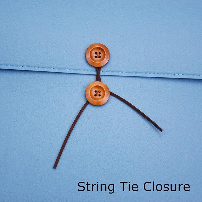 A4 Document Holder Felt File Folder Paper Portfolio Case Letter Envelope Folders with String Tie Closure (1, Sky Blue)