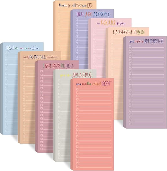 Censen 10 Pack 500 Sheets to Do List Notes Daily Checklist Notepads with 50 Sheets Undated Memo Pad Color Block Shopping List Pad Weekly Plan Notepad Organizer Planners(Morandi, Motivation Language)