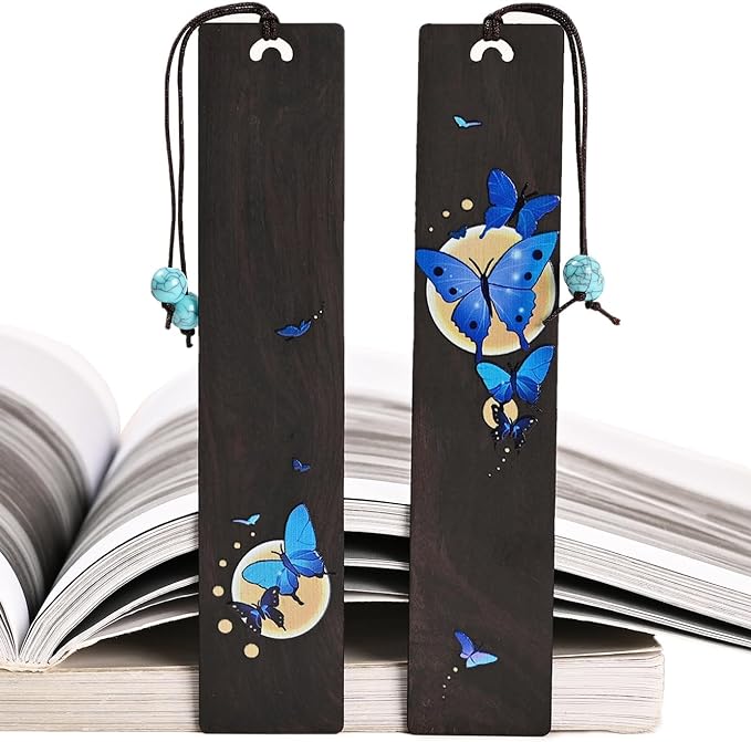 ZQZYMXQ 2Pcs Butterfly Bookmark Aesthetic, Book Marks for Reading Women, Butterfly Gifts for Women (Blue Butterfly)