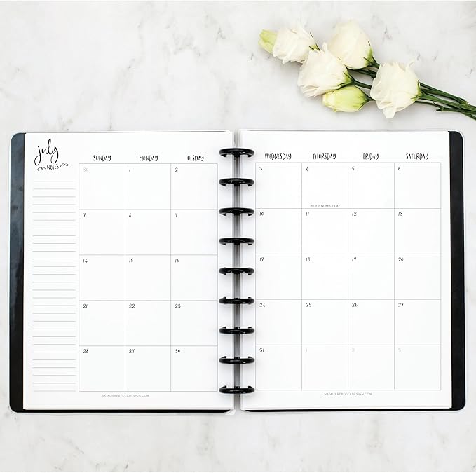 BetterNote July 2026 - June 2027 Academic Monthly Calendar Refill for Discbound Notebook, School Dates, Fits Levenger Circa, Big Happy Planner, Arc, TUL, Disc Refill (9-Disc, 7"x9.25", Whimsy)