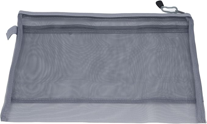 10PCS Nylon Mesh Zipper Pouch Bags, Double Layer A4 Document Organizer Puzzle Storage Bag with Handle for Board Games Home School Office Supplies (Gray)