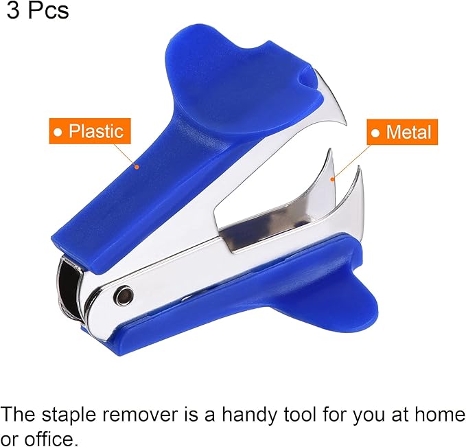 MECCANIXITY Staple Remover Tools, Staplers Puller Steel Jaw for Office Home Desktop Supply Accessory, Blue Pack of 3
