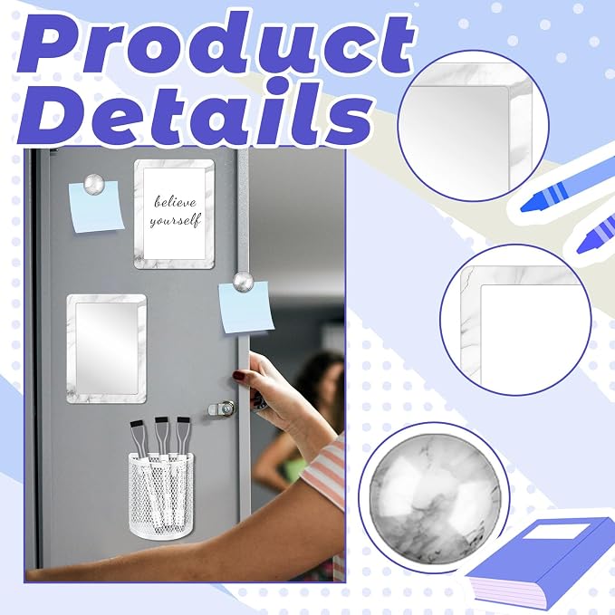 Denylo pro Silver Gray Magnetic Locker Marble Theme Accessories Kit Include Back to School Essentials for Back to School Decorations Office Supplies