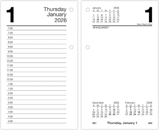 AT-A-GLANCE 2026 Desk Calendar Refill, Daily, 3.5" x 6", Standard, Loose-Leaf (E717T5026)
