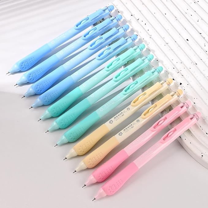 BAYTORY 11Pcs Fine Point Erasable Gel Pens, 0.5mm Aesthetic Retractable Silent Erasable Pen, Comfortable Grip for Smooth Writing Planner and School Supplies (Black Ink)