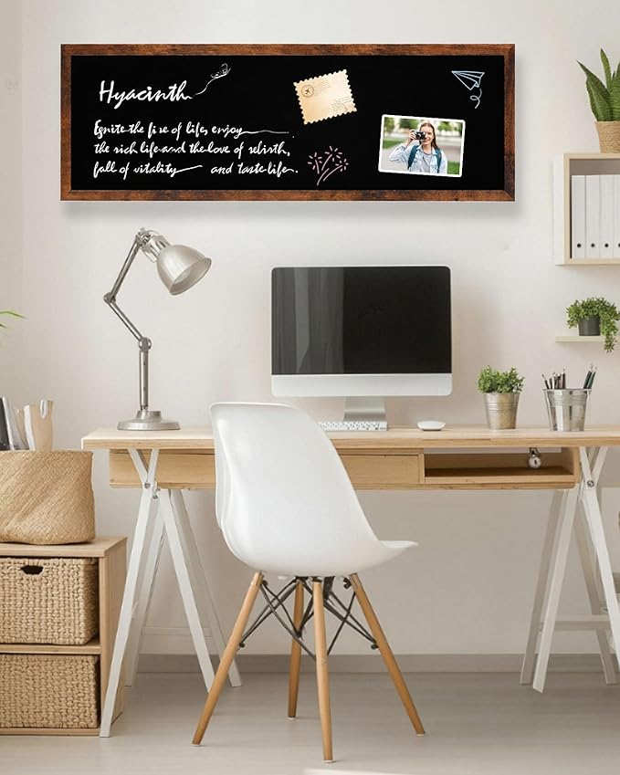 Magnetic Chalkboard for Wall, Long Chalk Board, Wall Hanging Menu for Restaurant, Food Truck, Kitchen, Chalk Board for Kitchen, Bar & Home Decor 11.8" x 35.4"（Brown-3090）