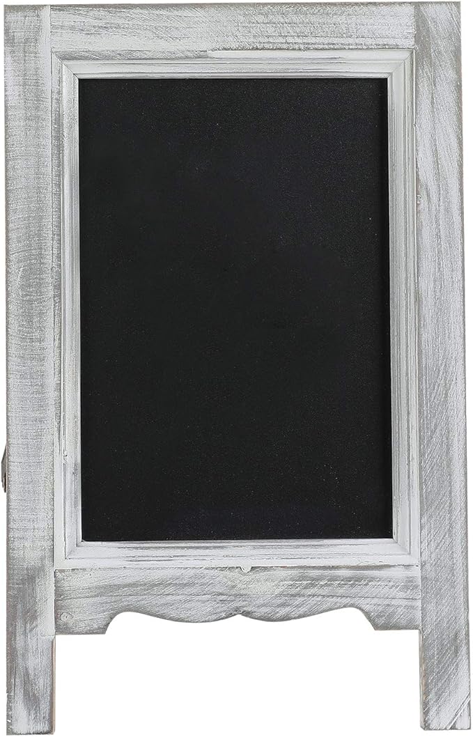 15 inch Mini Tabletop Wooden A-Frame Double-Sided Slate Chalkboard Sign Easel for Business (Gray)