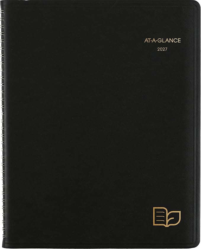 AT-A-GLANCE 2027 Appointment Book Planner, Weekly & Monthly, 8.25" x 11", Quarter-Hourly, Recycled, Black (70950G0527)