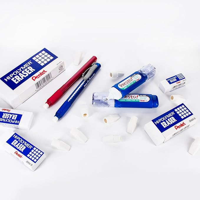 Pentel Correction Collection Box Set, Variety Eraser Sizes/Types + Correction Pen Bundle, 19 Piece Assortment (CORRBOX)