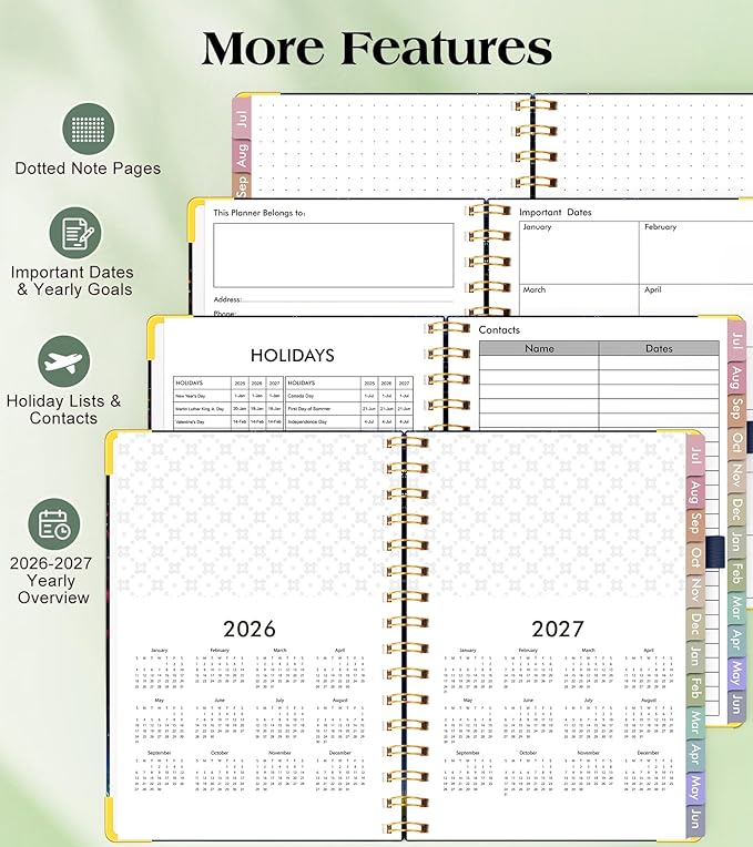 Academic Planner 2026-2027, Hardcover Weekly and Monthly Calendar Planner from July 2026 - June 2027, Daily Agenda Planners with Tabs, College School Organizer for Student Teacher, A5 (6.1" x 8.2"), Starfall Range